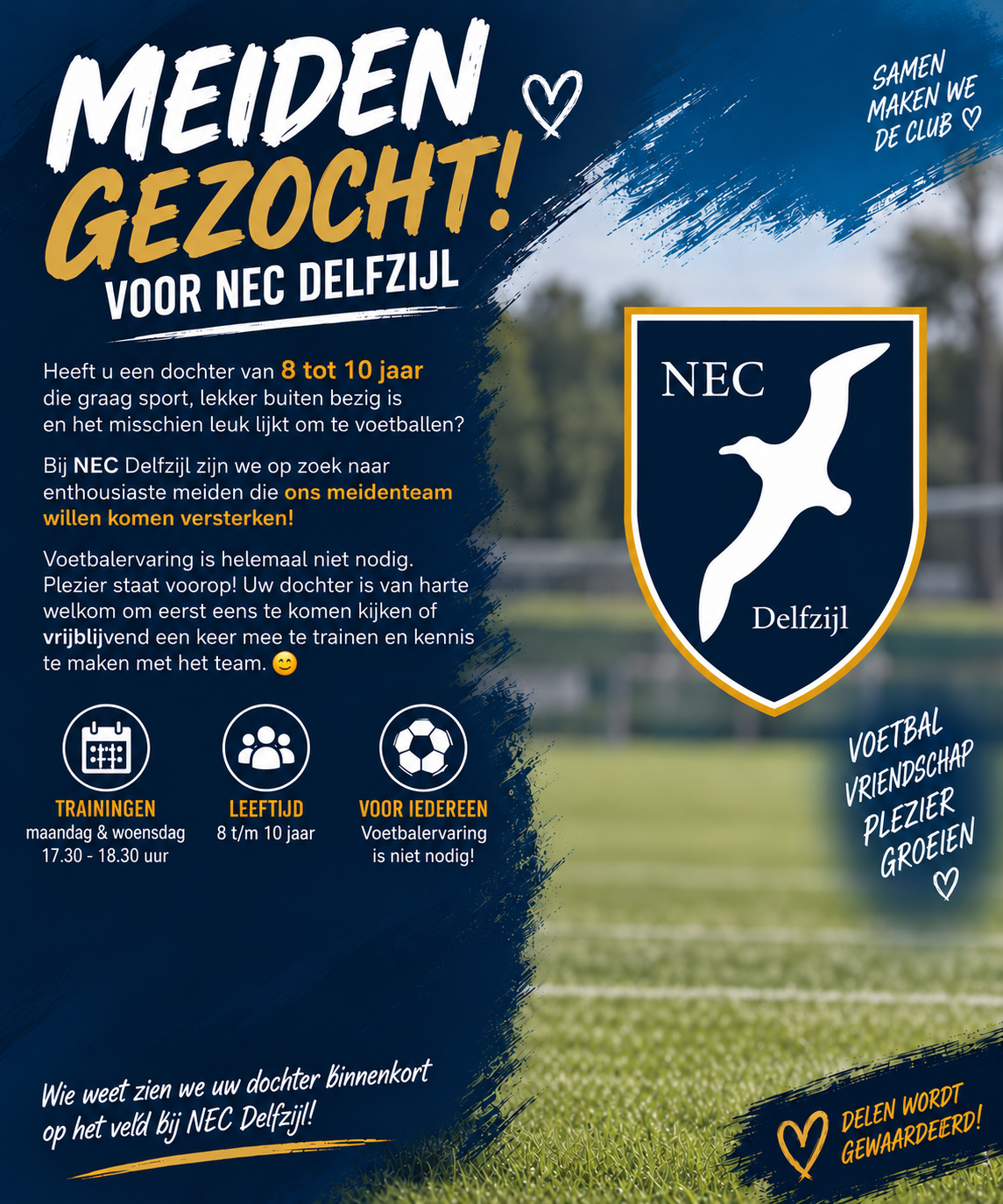 ⚪🔵MEIDEN GEZOCHT VOOR NEC DELFZIJL! ⚪🔵