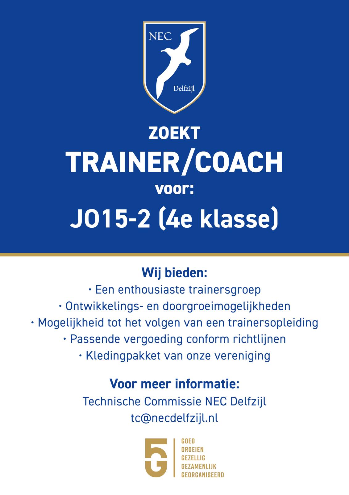 NEC Delfzijl zoekt nog een trainer/coach