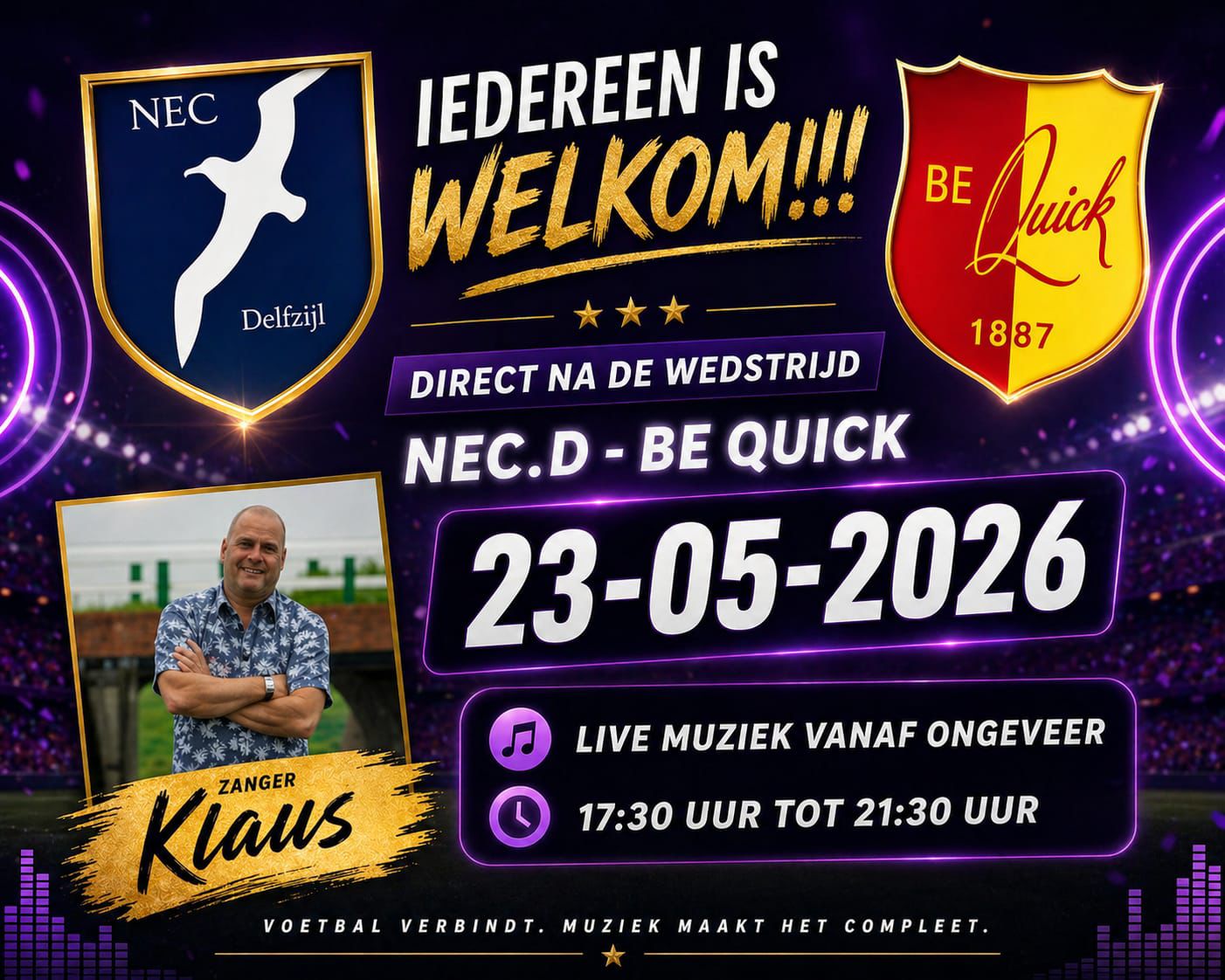 🎶⚽️ Gezelligheid na NEC Delfzijl – Be Quick! ⚽️🎶