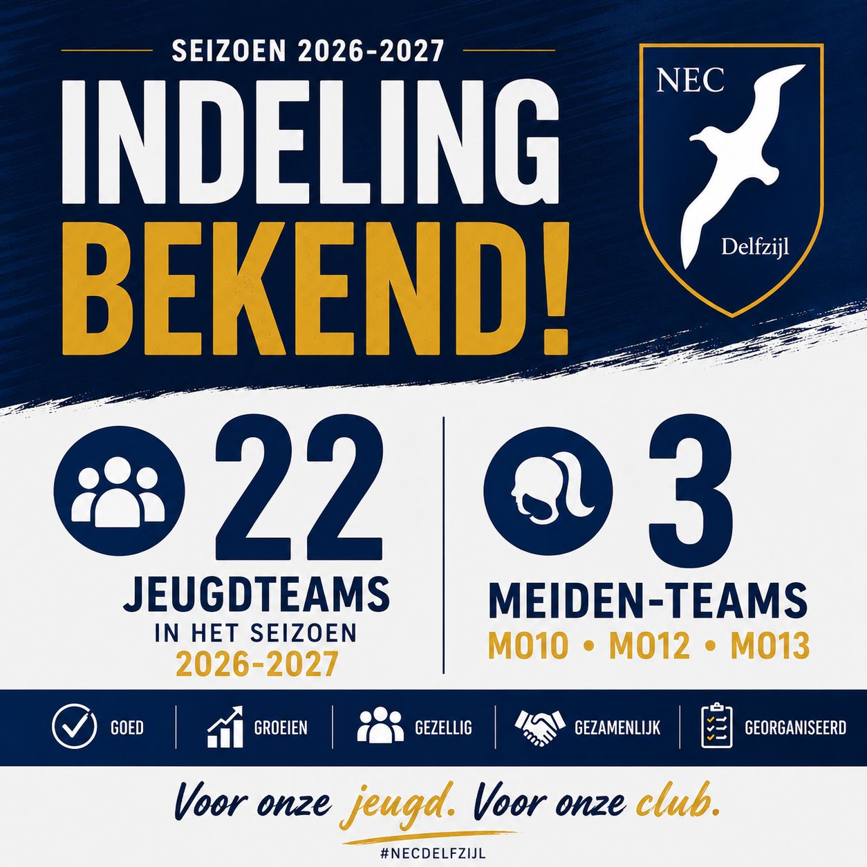 Indeling seizoen 2026-2027 bekend!